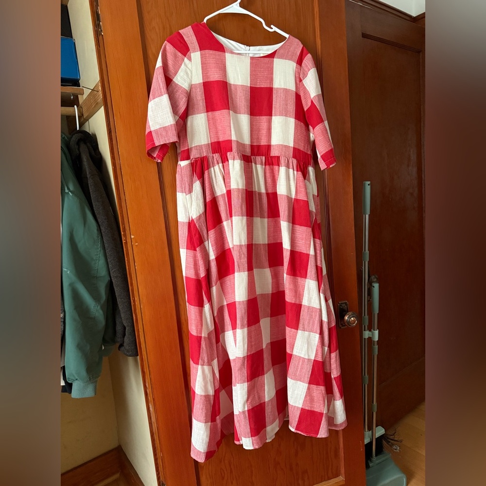 Roolee Red and White Midi Sundress with Raglan Sleeves